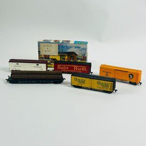 Vintage HO Scale Train Cars Baby Ruth, Erie Log Flatbed, Atlas Decals & More